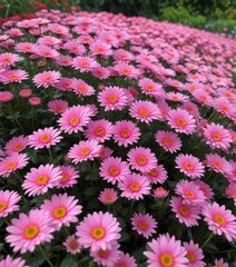 Wall Mural - Pink chrysanthemum profusion in vibrant garden , elegant, view, nature