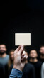 © share - Blank Card Held Up, Crowd Background Image