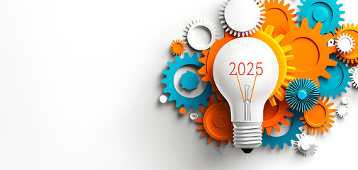 Poster - Innovative 2025 vision gear up for future technology advancements digital space graphic design creative environment conceptual perspective