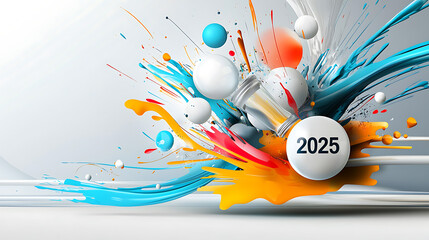 Poster - Creative splash of colors representing 2025 digital art modern environment abstract viewpoint futuristic concept
