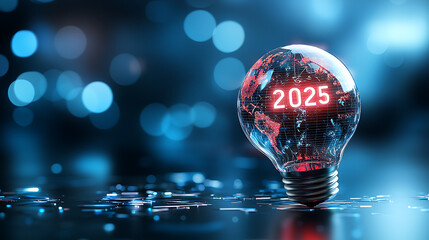 Poster - Innovative technology trends for 2025 illuminating insights in a digital environment with a futuristic perspective