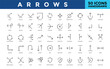 © Gravisio - Arrows icon set with bounce, bounce up, reflected, down left, refresh, minimize, penetrate arrow, process, upload, three junction icon. Simple handdrawn vector