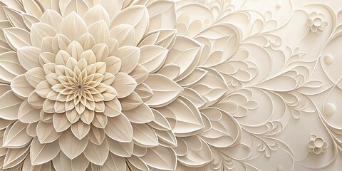 Wall Mural - Intricate Cream-Colored Paper Flower Design with Delicate Swirling Accents