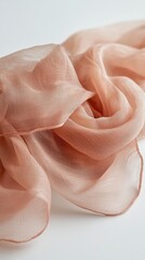 Aufkleber - The luxurious fabric captures the light beautifully, showcasing its sheer texture and warm peach tones, perfect for creating elegant fashion pieces or artistic projects, Mocha Mousse