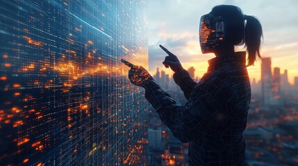 Poster - Innovative blockchain technology implementation urban setting digital art futuristic environment perspective secure ecosystems concept