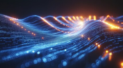 Poster - Innovative blockchain technology waves digital realm abstract visualization futuristic environment dynamic perspective secure ecosystems