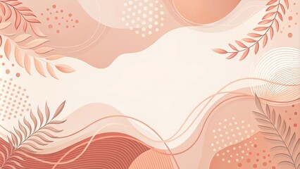 Wall Mural - Abstract Earthy Tones Background with Organic Shapes and Botanical Elements