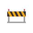 © YudhaPranata00 - Flat road barrier icon with road repair signs and traffic blockage. This illustration is ideal for graphic projects related to road closures and safety signs