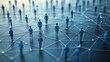 © Vadym - Many small blue figures represent people connected by network of lines. Visualizes pro networking, business relationships. Modern tech concept suitable for social media. Illustrates connections,