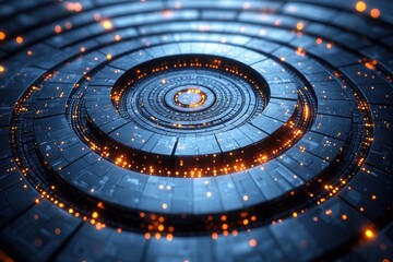 Poster - Innovative blockchain ecosystem design digital space 3d visualization futuristic environment close-up view technology concept