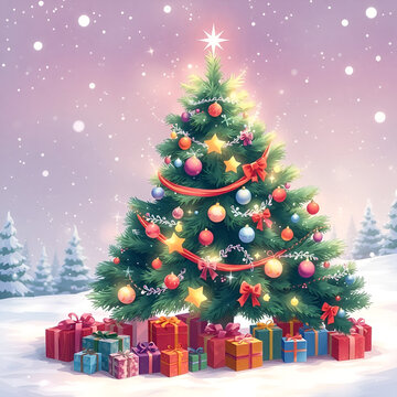 Christmas and Happy New Year Background with Snowflakes on red background generative AI tools