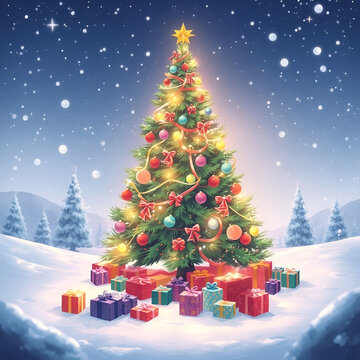 Christmas and Happy New Year Background with Snowflakes on red background generative AI tools