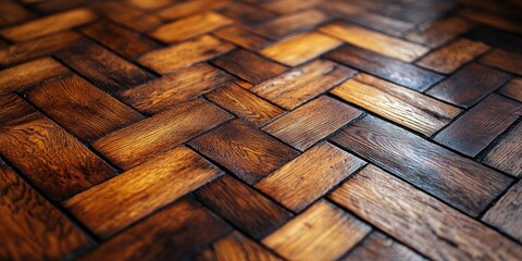 Aufkleber - Herringbone Wood Flooring Texture Minimalist Interior Design Natural Light Decoration