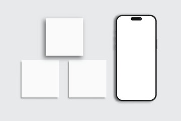 Wall Mural - smartphone mockup with social media post interface mockup. social media mobile app page template des