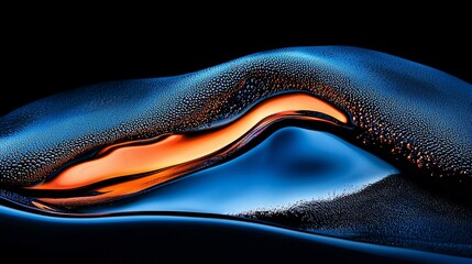 Poster - Abstract blue and orange liquid wave with texture.