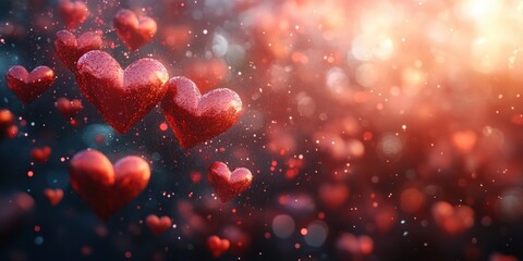 Poster - Valentine's Day Heart Background Abstract love Design Bokeh Romantic Banner