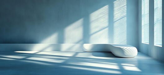 Aufkleber - Minimalist Interior Scene with Natural Light Shadows and Abstract Geometry