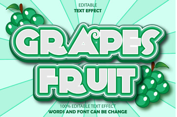 Wall Mural - grapes fruit editable text effect 3d