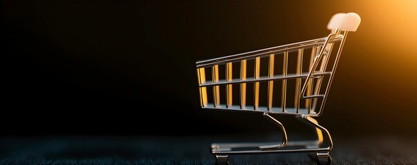 Wall Mural - Modern Shopping Cart in Dark Background