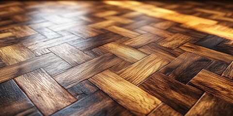 Aufkleber - Herringbone Wood Flooring Texture in Interior Design Minimalist Style Soft Light