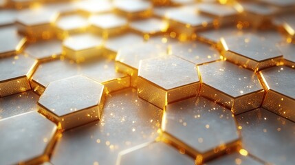 Leinwandbilder - Gold Hexagons Abstract Design Background Pattern Minimalist Geometric Art