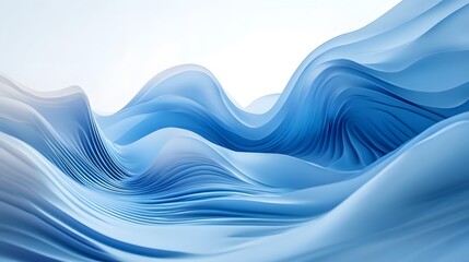 Poster - abstract blue waves flowing softly across space