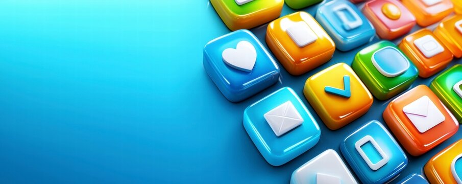 Colorful App Icons on Blue Background