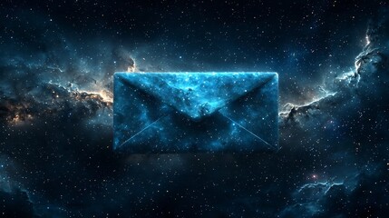 Wall Mural - Ethereal Email Icon Constellation in the Cosmic Night Sky with Glowing Galaxies and Nebulae