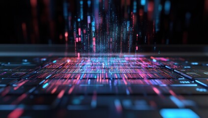 Digital Data Stream, Abstract Neon Background