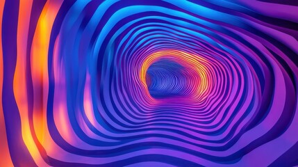 Wall Mural - Abstract Neon Tunnel Vibrant Purple, Blue, and Orange Waves