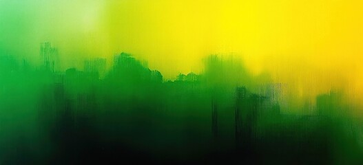 Poster - Vibrant Abstract Gradient Background Smooth Organic Shapes Green Yellow Impressionist Style Design