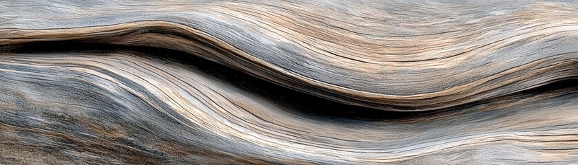Poster - Abstract Wavy Patterns of Natural Wood Texture with Smooth and Flowing Lines in Earthy Tones and Subtle Hues for Artistic and Aesthetic Backgrounds