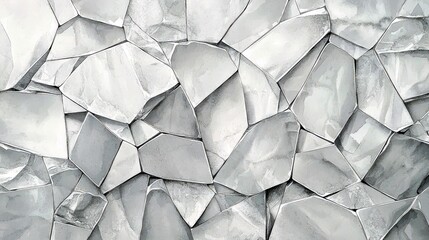 Aufkleber - Abstract Texture of Cracked Silver Geometric Shapes with Shimmering Highlights and Depth, Ideal for Modern Backgrounds and Design Projects