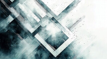 Poster - Abstract geometric composition with overlapping shapes and soft colors creating a modern artistic background for design and creative projects