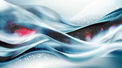 Poster - Abstract wave pattern background with flowing lines, dots, and vibrant colors creating a modern and dynamic design for digital and print media