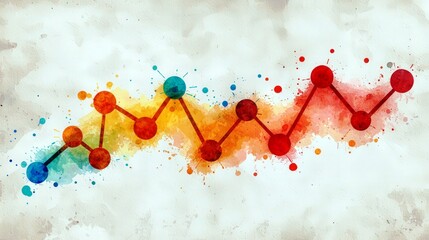Poster - Colorful Abstract Graph Illustration Representing Data Trends and Growth with Watercolor Effect and Dynamic Shapes in Bright Tones
