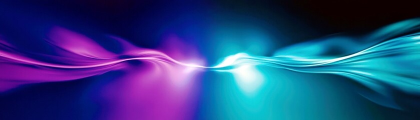 Poster - Abstract fluid wave of vibrant shades in blue, purple, and pink colors with smooth gradients creating a calming atmosphere for modern designs