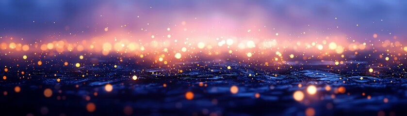 Poster - Glittering Light Reflections on Water Surface During Twilight with Bokeh Effect in a Dreamy Landscape Setting for Nature Inspired Visuals