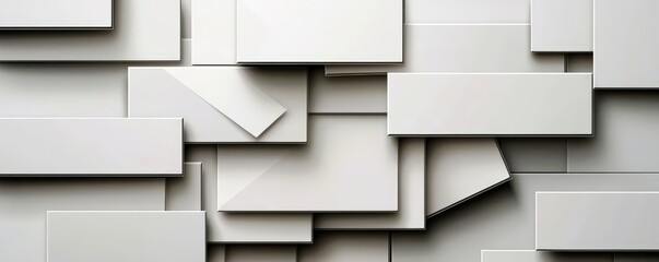 Aufkleber - Abstract composition of varying white rectangular shapes creating a modern and minimalist background suitable for design and artistic projects