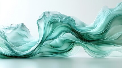 Poster - Abstract Green Turquoise Wave Flowing Design with Light Background