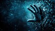 © thanarak - Mysterious hand reaching through a shimmering dimensional rift abstract sci-fi scene high fidelity visuals cosmic environment dynamic perspective surreal concept