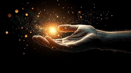 Leinwandbilder - Hand reaching through shimmering dimensional rift cosmic environment high fidelity visual art surreal viewpoint interdimensional concept
