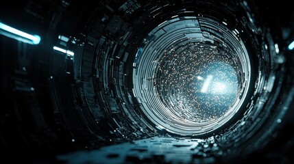 Leinwandbilder - Journey through a surreal tunnel of dimensional light leading to high fidelity realms sci-fi landscape abstract visual experience