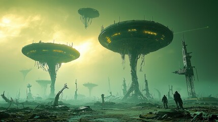 Poster - Exploring an alien landscape through a tear in the fabric of reality unseen world digital art sci-fi environment otherworldly viewpoint high fidelity vision for the imagination