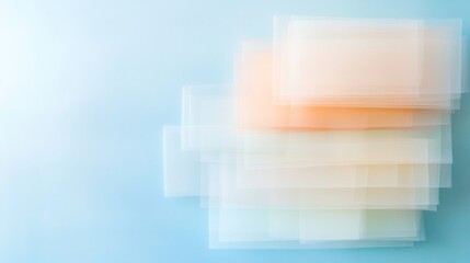 Aufkleber - Abstract Layers of Translucent Pages Against Muted Blue Background