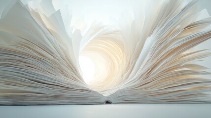 Poster - Surreal Spiral of Pages in Ethereal Study Hall - Global Concepts and Silent Reflections