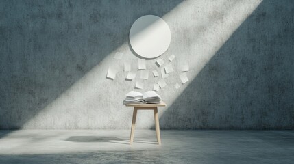 Poster - Enigmatic Moonlit Study with Abstract Paper Patterns and Surreal Serenity