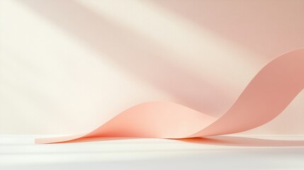 Fototapete - Minimalist Abstract Composition in Soft Pastel Tones Geometric Curves and Shadows
