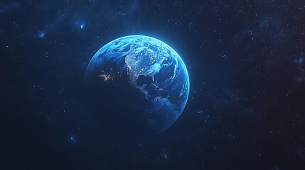 Wall Mural - Background of the Earth at night stars and city light