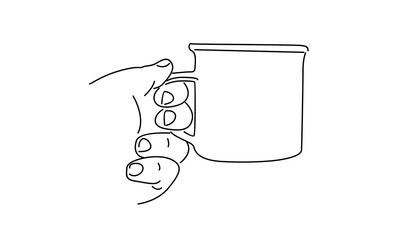 Wall Mural - line art of hands holding a coffee cup